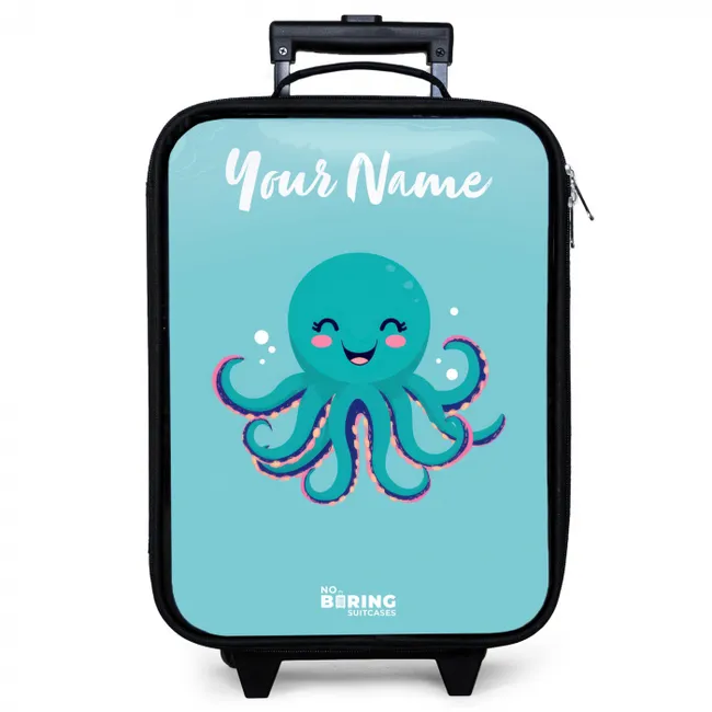 Children's suitcase with name - Octopus - Water - Blue