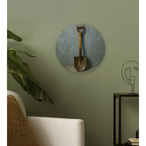 Schep - Gereedschap - Schilderij Wandcirkel kunststof plaat 5mm dik klein -sfeer3