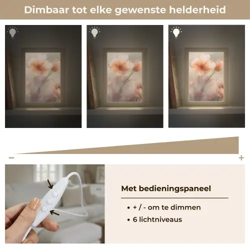 Bloemen - Pastel - Kunst - Klaprozen - Watercolor Light Box met kabel (Tafellamp) klein -USP_dimbaarNL