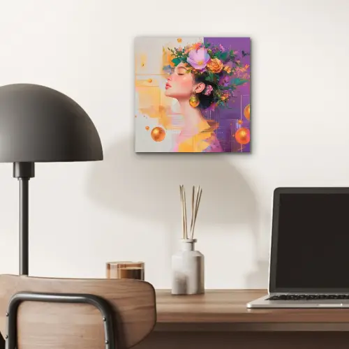 Abstract - Vrouw - Bloemenkroon - Goud aluminium wit klein -sfeer5
