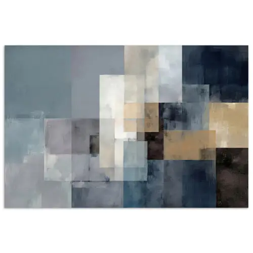 Rechthoeken - Abstract - Blauw poster papier klein -3d