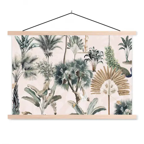 Retro - Jungle - Natuur - Dieren textielposter latten blank klein -3d
