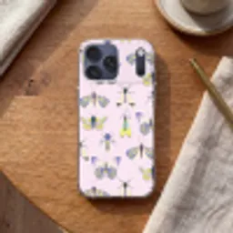 Insecten - Vlinders - Patroon - Roze - Kleurrijk Telefoonhoesje iPhone 17 Pro Max klein -sfeer1