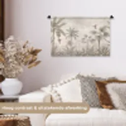 Jungle - Banenboom - Kolibrie - Beige Wandkleed katoen klein -sfeer1