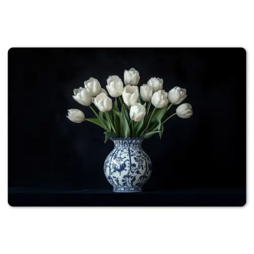 Wit - Bloemen - Tulpen - Vaas Placemat vinyl groot -zzsfeer1_Kitchenyeah-website