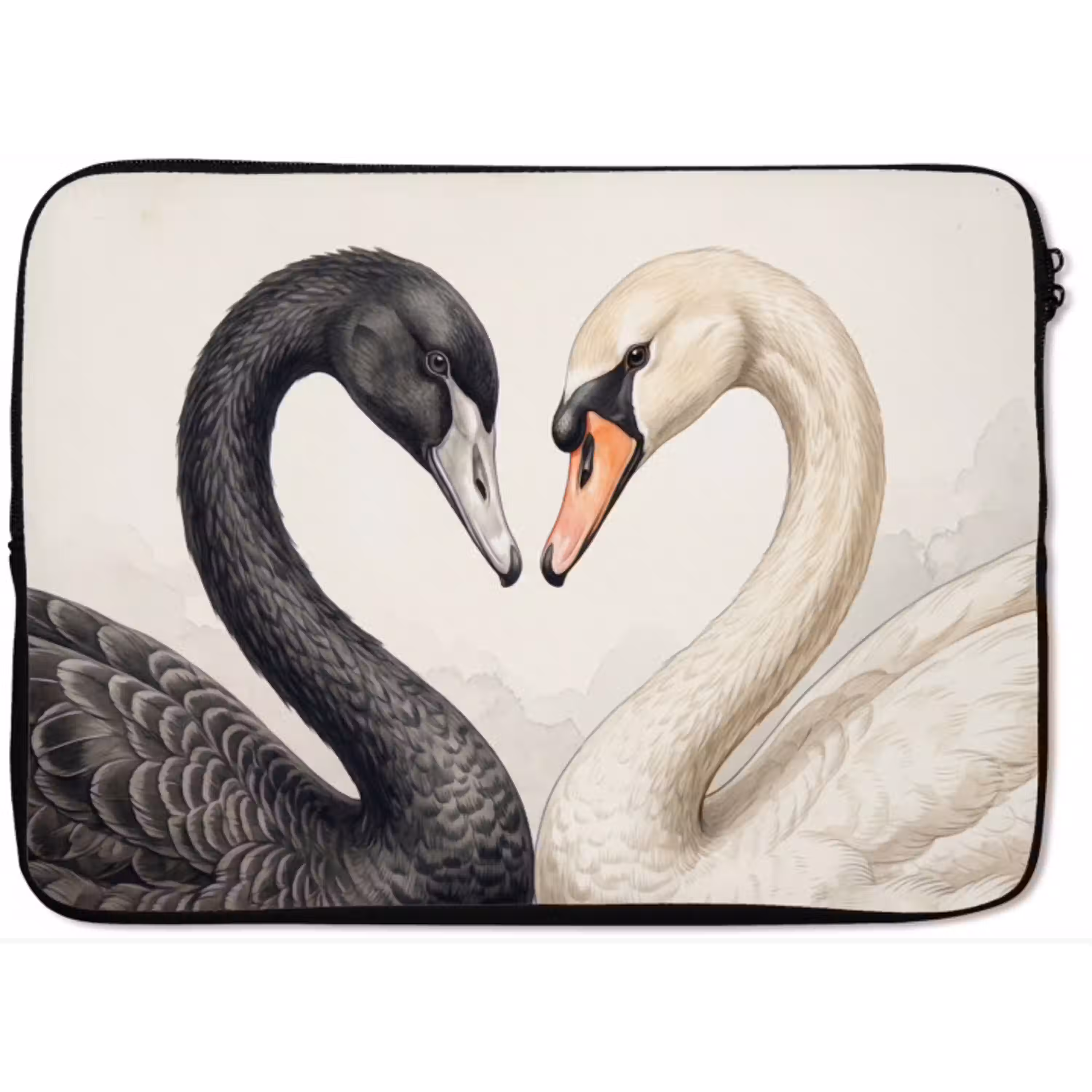 Zwanen - Hartvorm - Dieren laptophoes neopreen klein -zkaufland3dotto