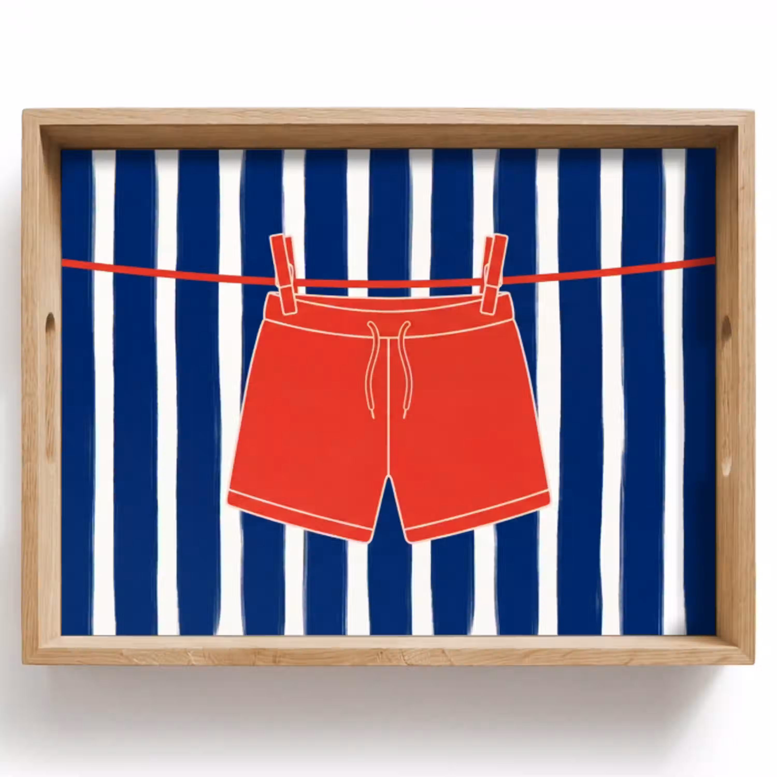 Shorts - Waslijn - Zomer - Illustratie - Rood Dienblad Rechthoek middel -z3d_shopping