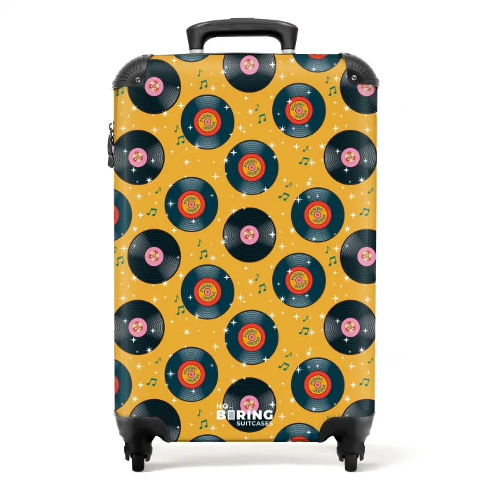 Retro disco platen patroon kleurrijk NBS - Handbagage koffer - Volwassenen Unisex middel -productfoto_recht