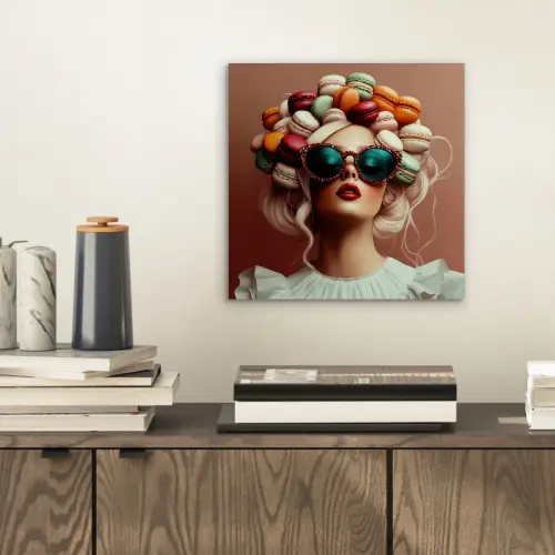 Vrouw - Macarons - Bril aluminium wit klein -sfeer1