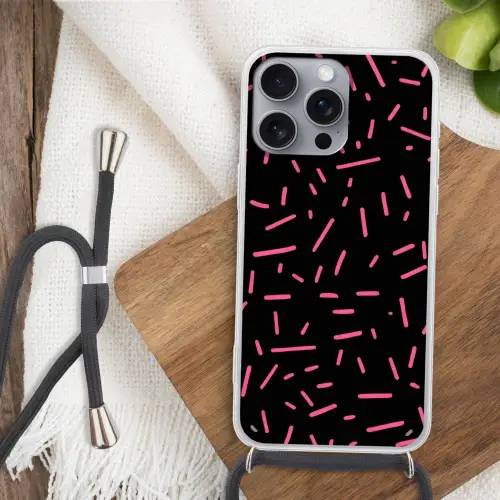 Gaming - Streepjes - Roze - Abstract Hoesje iPhone 16 Pro Max met koord klein -sfeer4