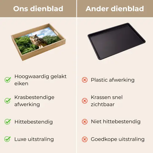 Uil - Boomstronk - Bos - Lucht Dienblad Rechthoek middel -USP_VergelijkingNL