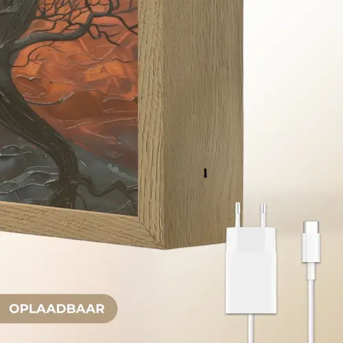 Bomen - Gezichten - Zon - Kunst Light Box met batterij (Wandlamp) middel -USP_websiteoplaadbaarNL