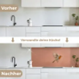 Roodborst - Natuur - Roze keuken achterwand 2 middel -voor-na_DE