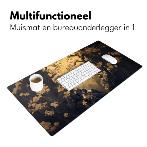 Bloemen - Takken - Goud - Sierlijk Muismat XXL klein -sfeer4