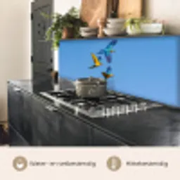 Papagaai - Vliegen - Blauw - Geel keuken achterwand 2 middel -usp_NL