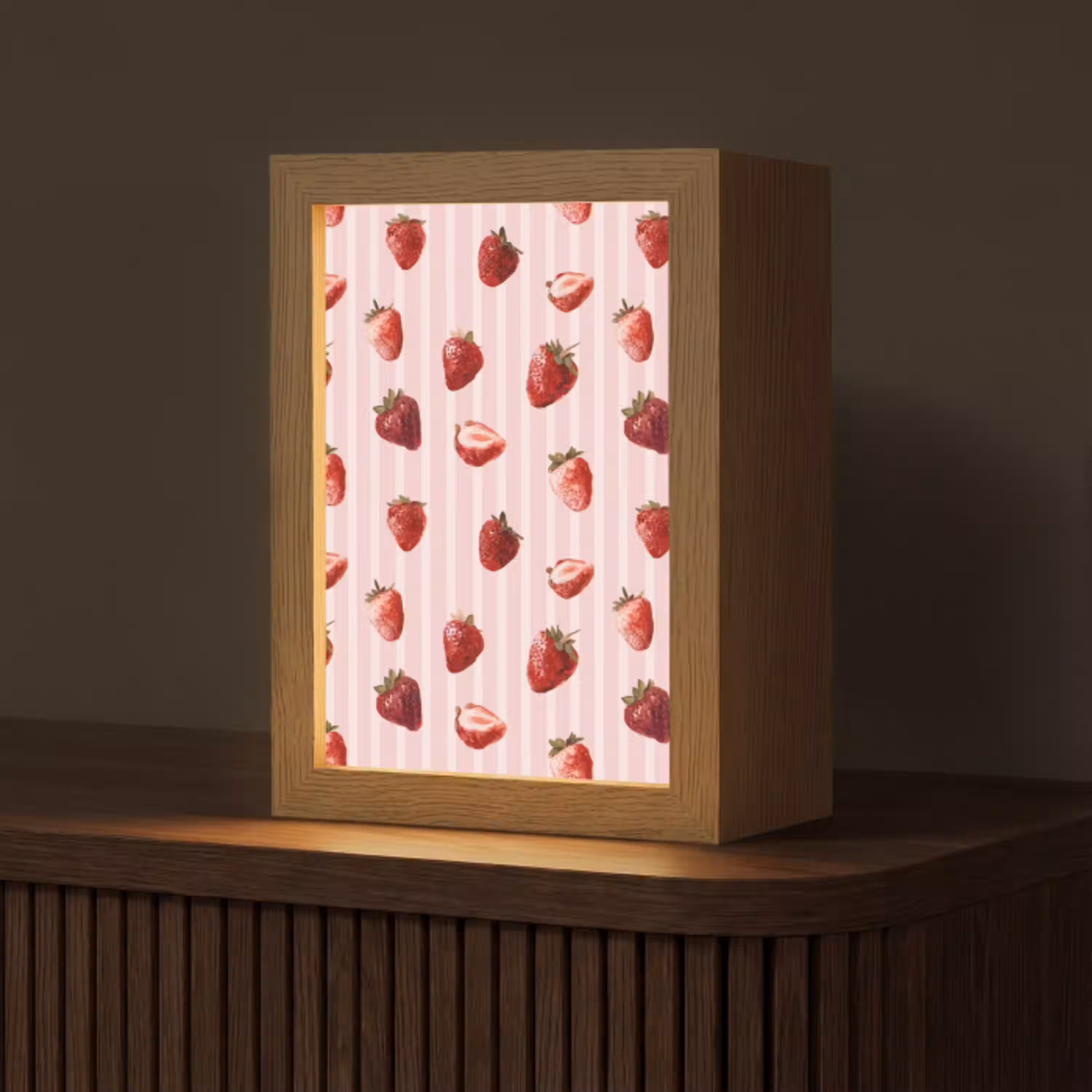 Strepen - Aardbei - Roze Light Box met kabel (Tafellamp) klein 925 -z3d_website