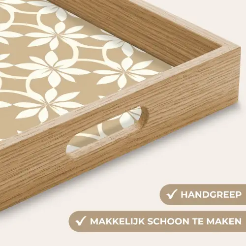 Bloemen - Patroon - Beige Dienblad Rechthoek middel 911 -USP_HandgreepNL