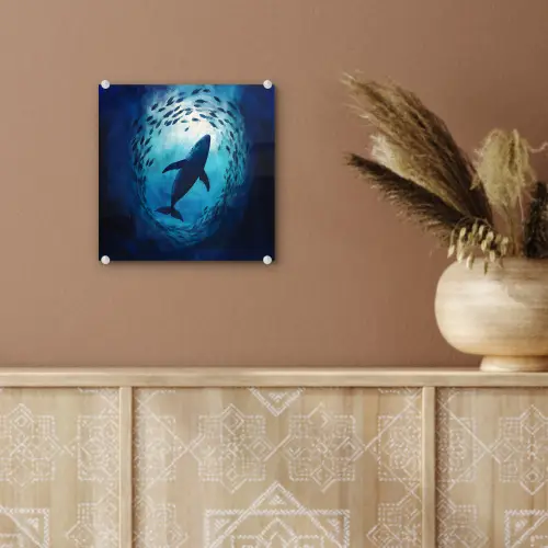 Walvis - Vissen - Donkerblauw plexiglas 5mm klein -sfeer5