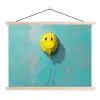 Ballon - Geel - Smiley textielposter latten blank klein -3d
