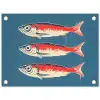 Vissen - Rood - Blauw tuinposter los doek klein -3d