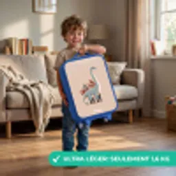 Blauwe dinosaurus op een beige achtergrond Kinderkoffer - Blauw klein -sfeer2_FR