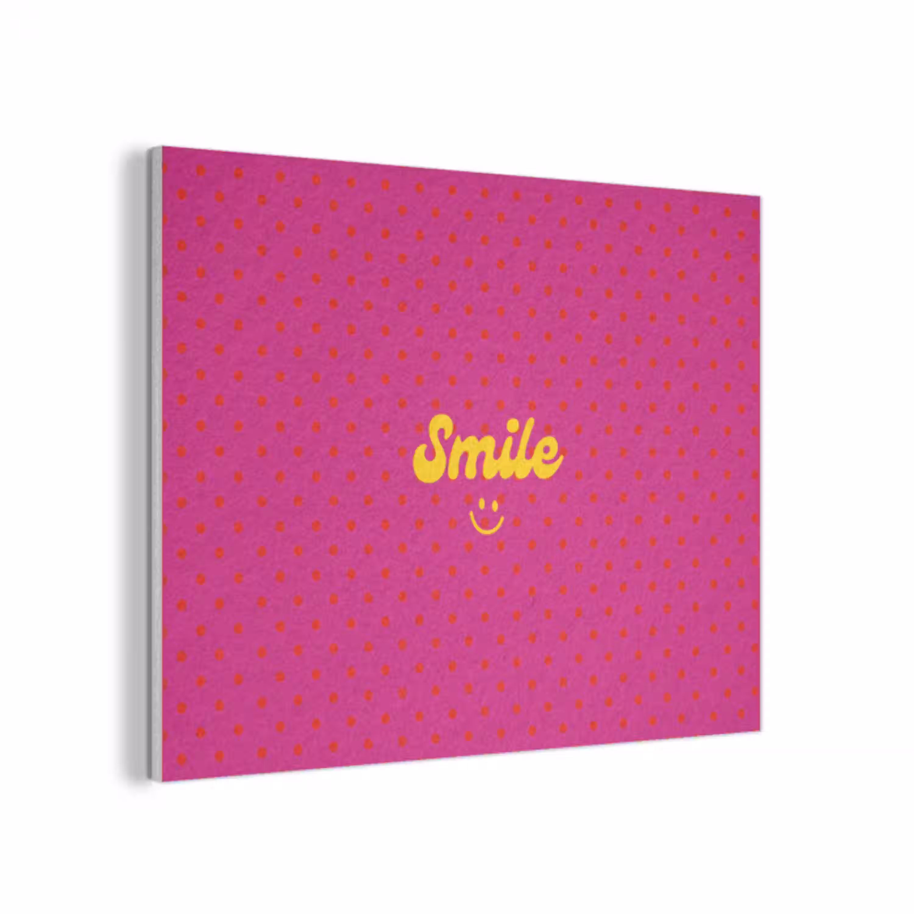 Smile - Stippen - Geel - Smiley - Roze PET vilt klein -3d