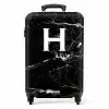 Marmer look - Letter H - Zwart NBS - Handbagage koffer - Unisex middel -productfoto_recht