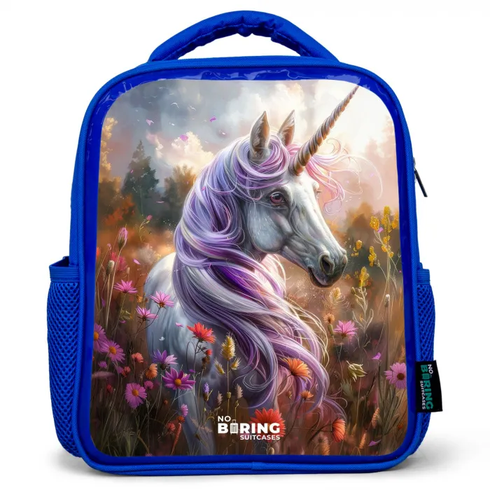 Lavendel lentehoorn Kinderrugzak - Blauw middel -3d
