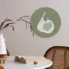 Vijgen - Minimalistisch - Getekend - Mosgroen Akoestische PET Vilt - Rond klein -sfeer3