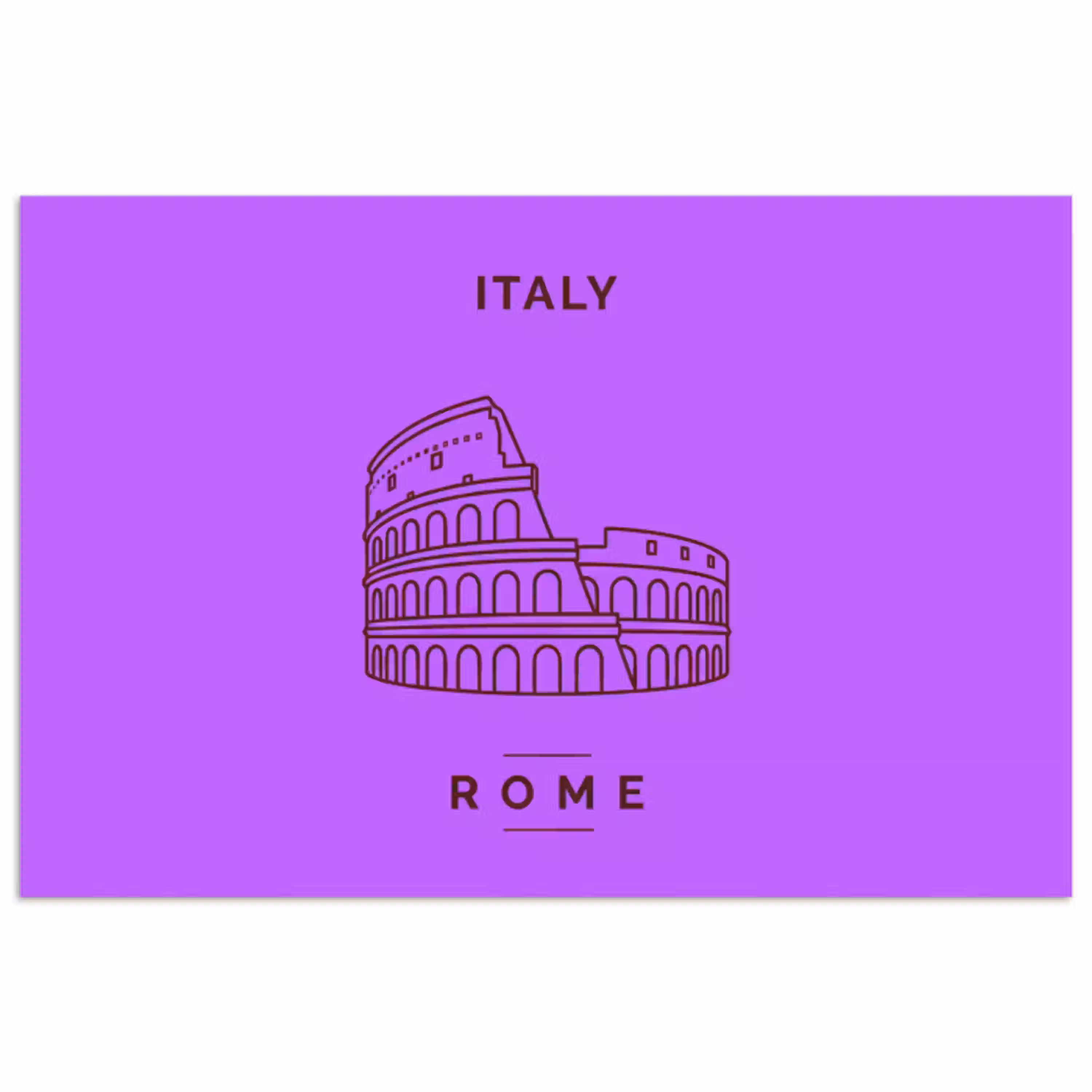 Architectuur - Colosseum - Rome - Minimalistisch - Paars poster papier klein -3d