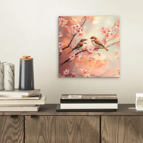 Vogels - Romantic - Bloesemtak aluminium wit klein -sfeer1