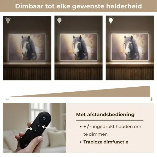 Paard - Natuur - Dieren - Bloemen - Paars Light Box met batterij (Wandlamp kind) middel -USP_dimbaarNL