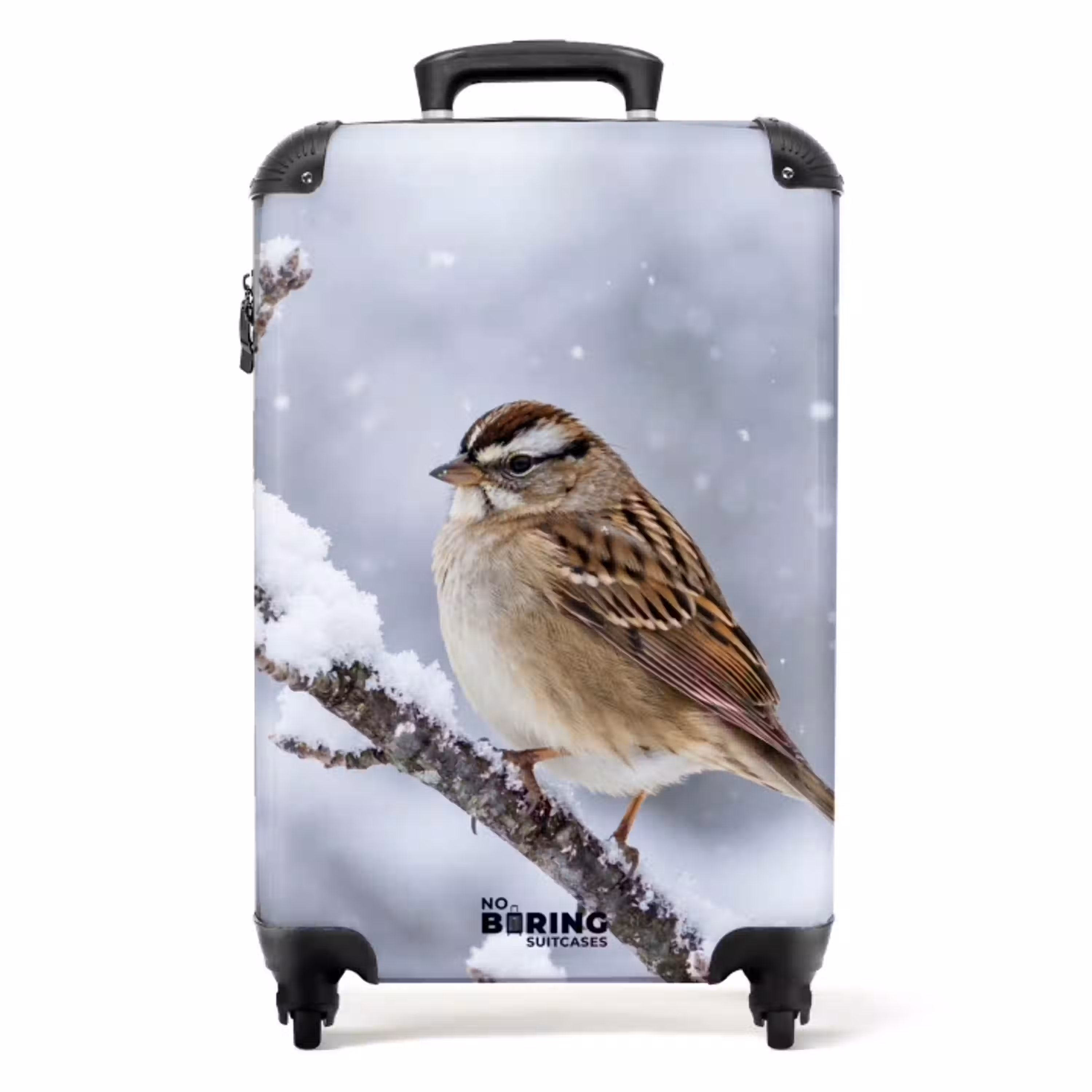 Vogel - Tak - Sneeuw - Winter NBS - Handbagage koffer - Volwassenen Unisex middel -productfoto_recht