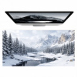 Sneeuwlandschap - Bergen - Rivier - Winter Muismat XXL klein -zzz3d