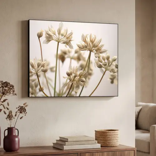 Droogbloemen - Beige - Wit - Planten Textielframe zwart klein -sfeer3