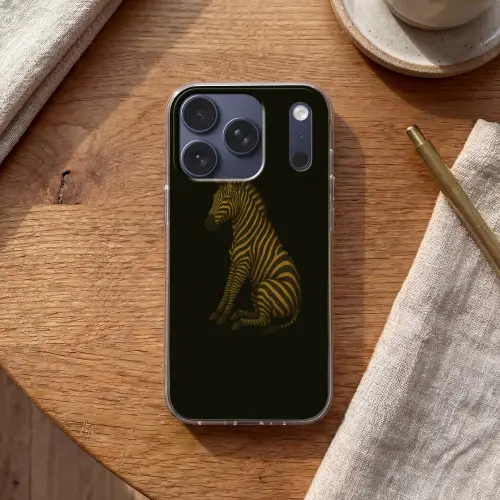 Zebra - Strepen - Goud Telefoonhoesje iPhone 17 Pro klein -sfeer1