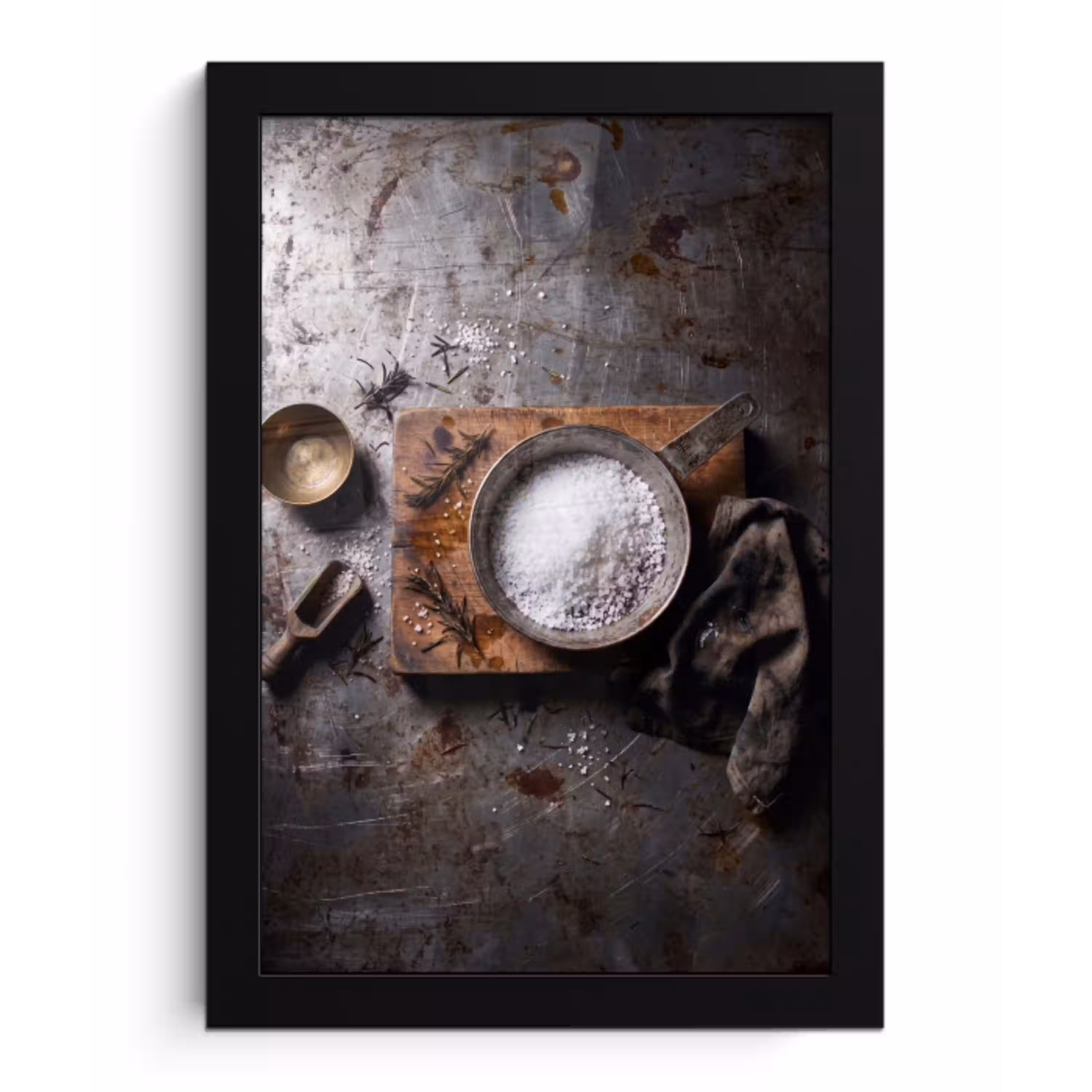 Zout - Keuken - Rustiek fotolijst zwart zonder passe partout klein -3d