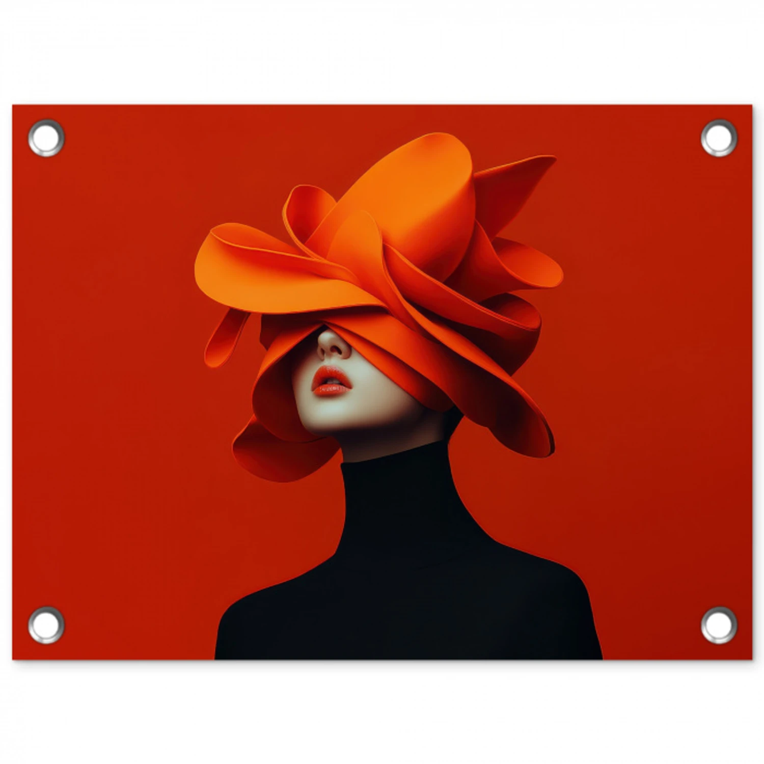 Oranje - Hoed - Vrouw tuinposter los doek klein -3d