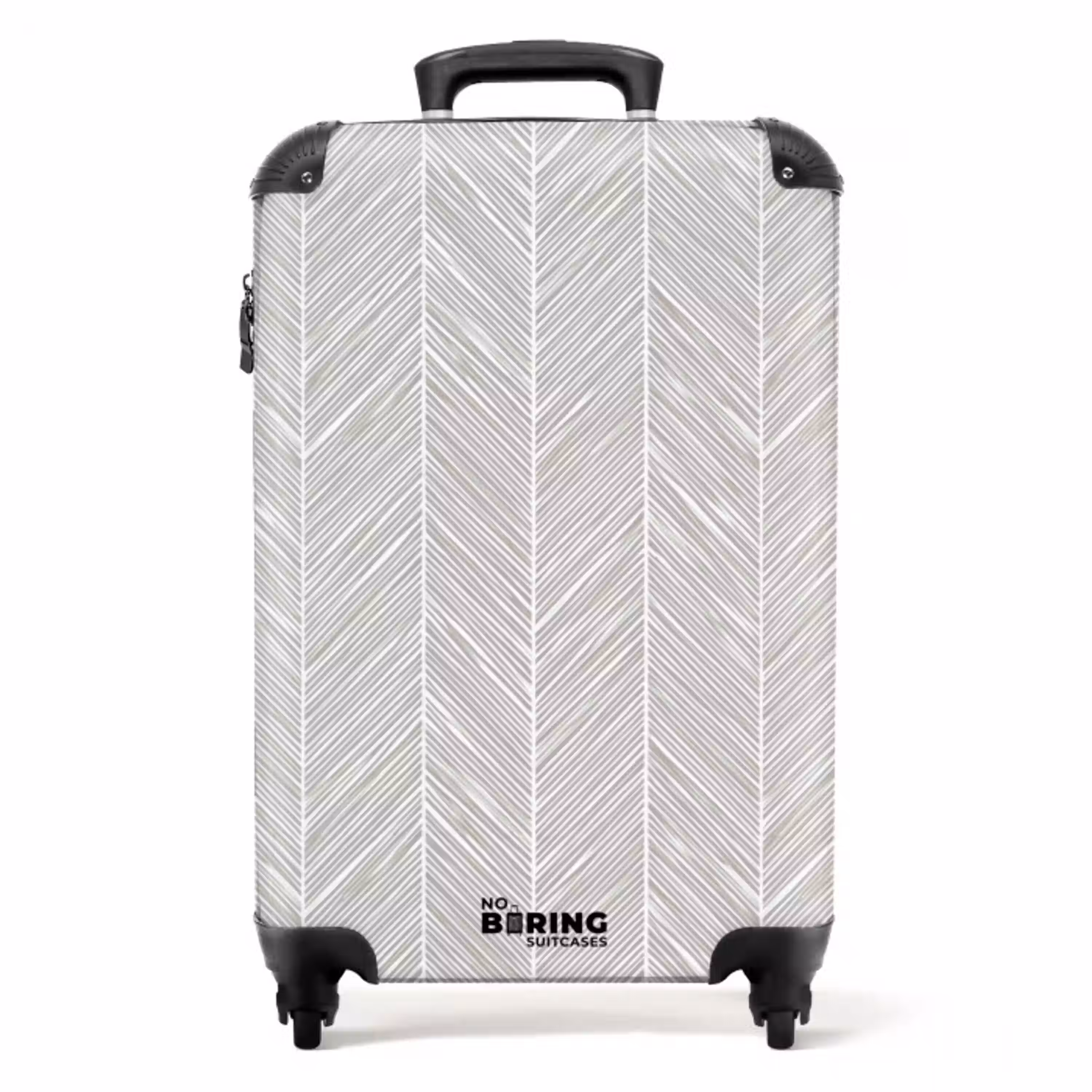 Klassiek - Visgraat - Grijs NBS - Handbagage koffer - Volwassenen Unisex middel -productfoto_recht