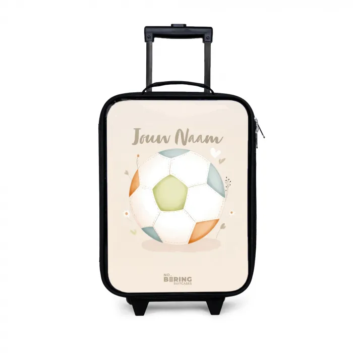 Voetbal in beige pastel kleuren Kinderkoffer - Zwart klein -3d