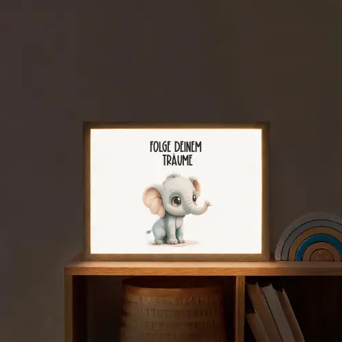Olifant - Volg je dromen - Quote - Dier Light Box met batterij (Wandlamp kind) middel -sfeer1_kind
