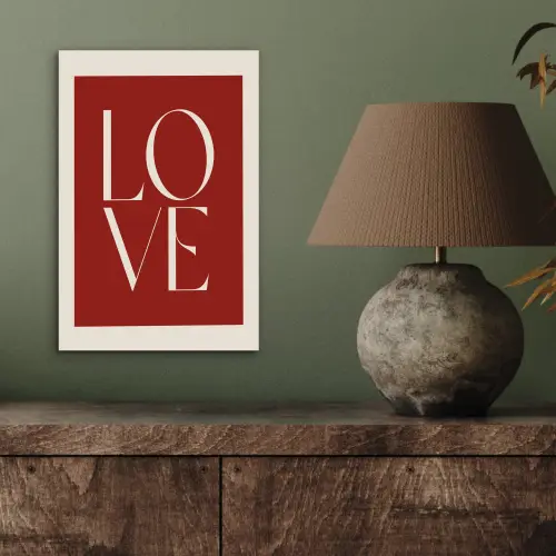 Love - Rood - Minimalistisch aluminium wit klein -sfeer2