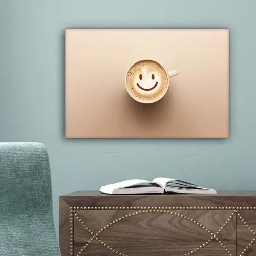 Koffie - Melkschuim - Lach - Beige canvas 2cm klein -sfeer4