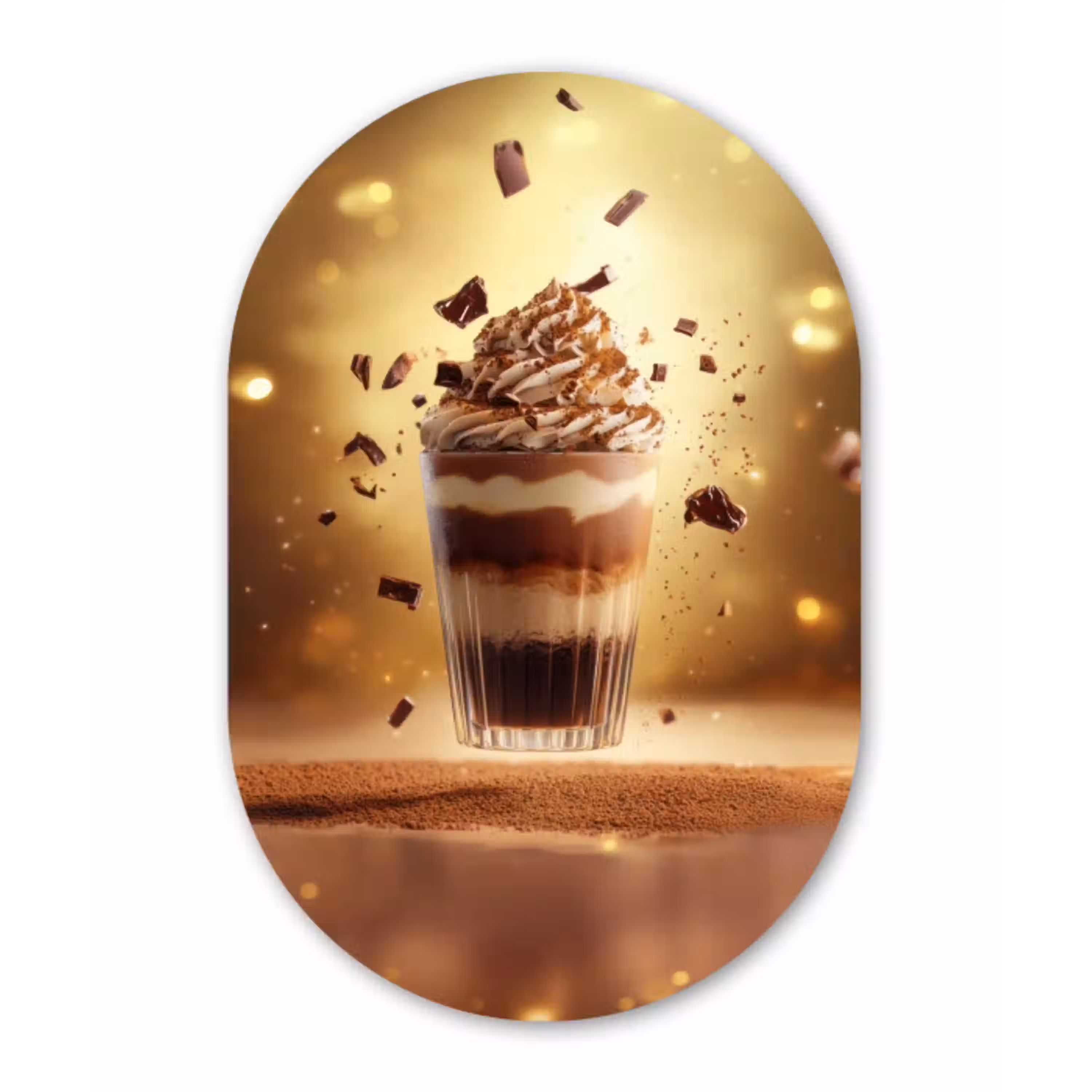 Dessert - Chocolade - Zoet - Eten Wandcirkel Ovaal Glas middel -3d