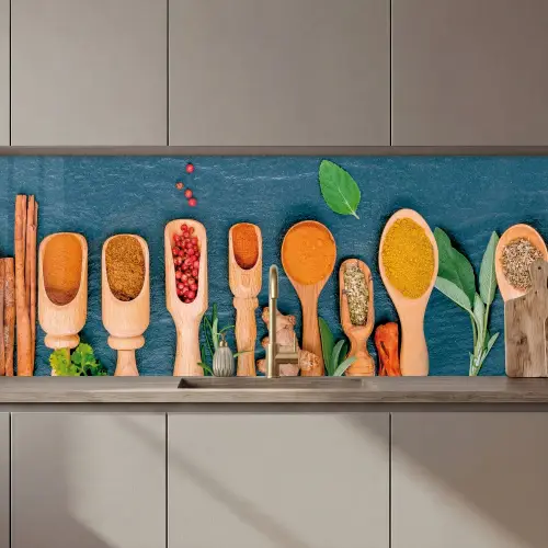 Lepels - Hout - Kruiden - Specerijen keuken achterwand 2 middel zz_3dshopping