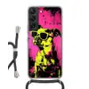 Hond - Zonnebril - Roze - Art Hoesje Samsung Galaxy S22 met koord klein -3d