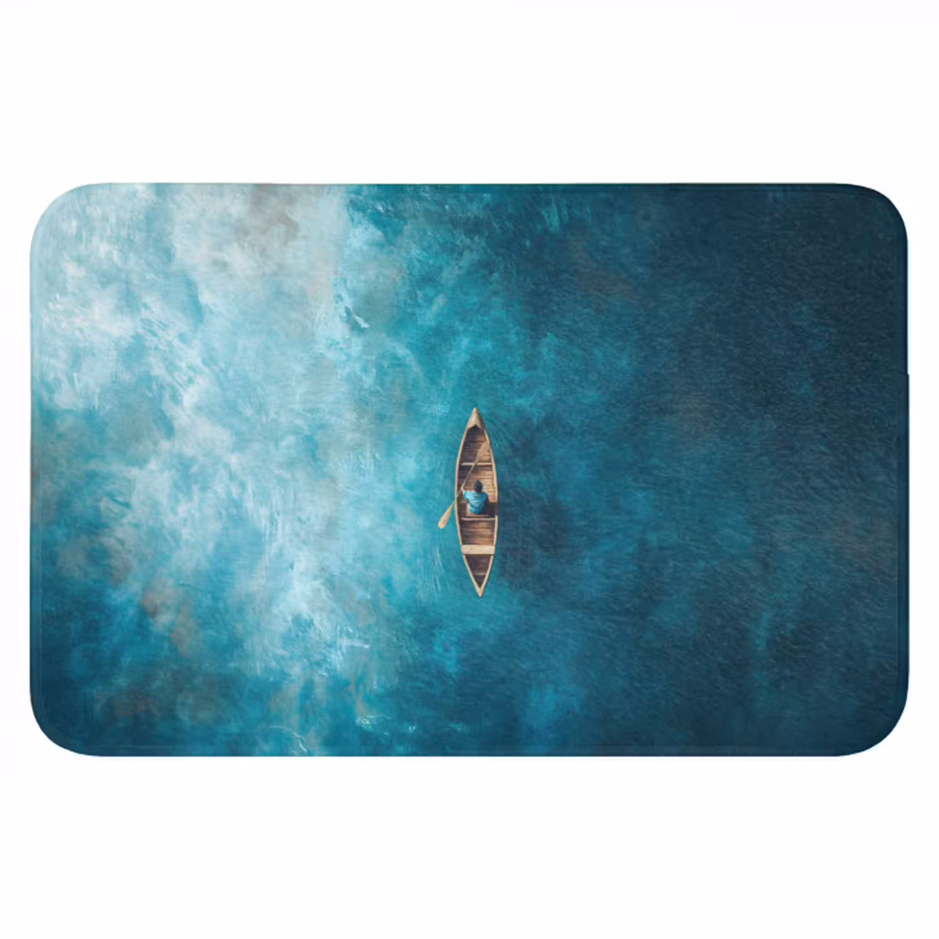 Bootje - Water - Blauw Badmat klein -3d