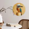 Ijsvogel - Pilaar - Koksmuts - Vogel Wandcirkel kunststof plaat 5mm dik klein -sfeer4
