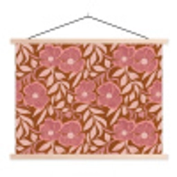Sfeer - Bloemen - Roze textielposter latten blank klein 122 -3d