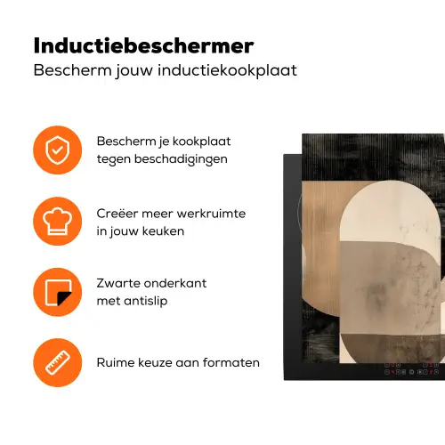 Abstract - Vormen - Modern - Beige Inductie beschermer vinyl 3mm klein -zzzzzzz-td-ups